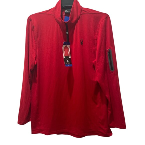 Men's Performance 1/4 Zip Top, Spyder, L, Red, NWT - Picture 2 of 5